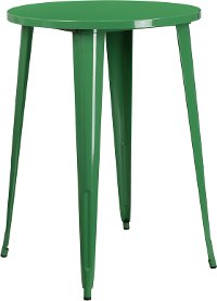 Green Metal 30 Inch Round Indoor-Outdoor Cafe Bar Table