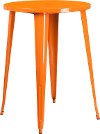 Orange Metal 30 Inch Round Indoor-Outdoor Cafe Bar Table