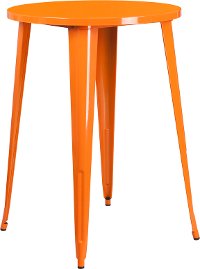 Orange Metal 30 Inch Round Indoor-Outdoor Cafe Bar Table