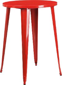Red Metal 30 Inch Round Indoor-Outdoor Cafe Bar Table
