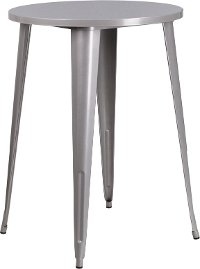 Silver Metal 30 Inch Round Indoor-Outdoor Cafe Bar Table