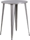 Silver Metal Round Indoor-Outdoor Cafe Table