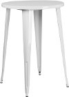 White Metal 30 Inch Round Indoor-Outdoor Cafe Bar Table