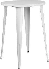White Metal 30 Inch Round Indoor-Outdoor Cafe Bar Table