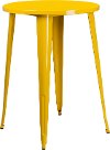 Yellow Metal 30 Inch Round Indoor-Outdoor Cafe Bar Table