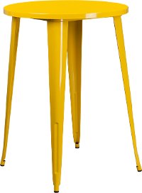 Yellow Metal 30 Inch Round Indoor-Outdoor Cafe Bar Table