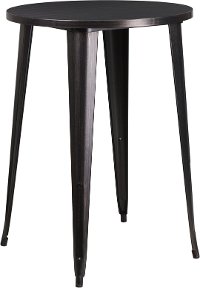 Black Metal 30 Inch Round Indoor-Outdoor Cafe Bar Table
