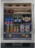 UC-24BA/S/TH-LH Sub-Zero 24 Inch Under Counter Beverage Refrigerator - Left Hinge, Stainless Steel, Glass Door, Tubular Handle