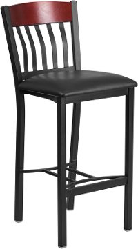 Black and Mahogany Metal Bar Stool