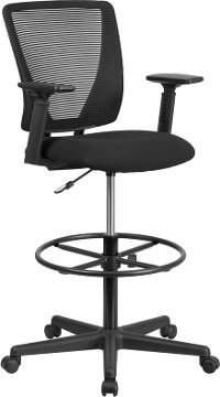 Contemporary Mid-Back Arm Draft Stool
