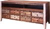 68 Inch Multicolor Rustic Pine TV Stand - Antique
