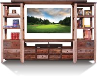 Multi Color Rustic Pine Entertainment Center - Antique