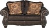 Traditional Brown Leather Loveseat - Marshall