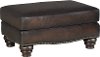 Traditional Brown Leather Ottoman - Marshall