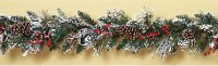 6' Snowy PVC Garland with Red Berry and Pine Cone Accents