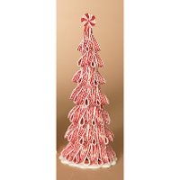 13 Inch Lighted Red and White Peppermint Ribbon Candy Tree