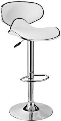 Chrome/ White Adjustable Bar Stool
