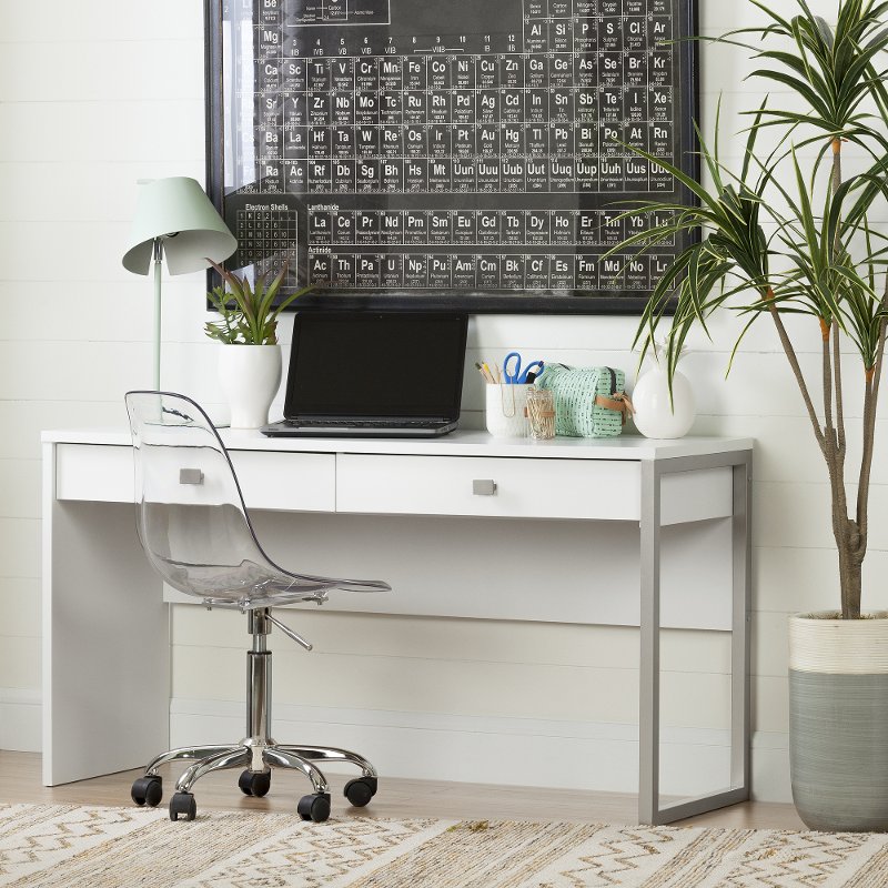 White Desk With 2 Drawers Interface