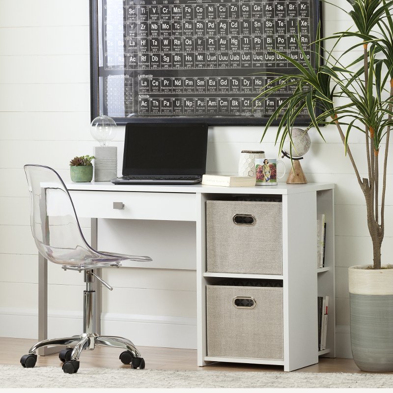 Pure White Desk With Storage And Baskets Interface Rc Willey Pure White Desk With Storage And Baskets Interface Rc Willey Furniture