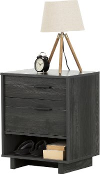 10553 Modern Gray Oak Nightstand with Sliding Shelf - Fynn-4