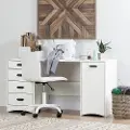 10544 Artwork White Sewing Craft Table with Storage - South Shore