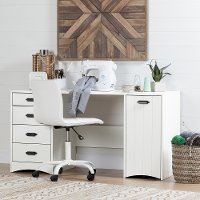 10544 White Sewing Craft Table with Storage - Artwork
