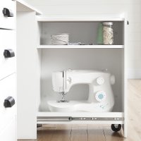 10544 White Sewing Craft Table with Storage - Artwork -2