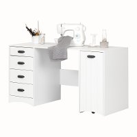 10544 White Sewing Craft Table with Storage - Artwork -8