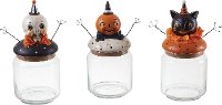 Assorted Resin and Glass Pumpkin Peeps Container