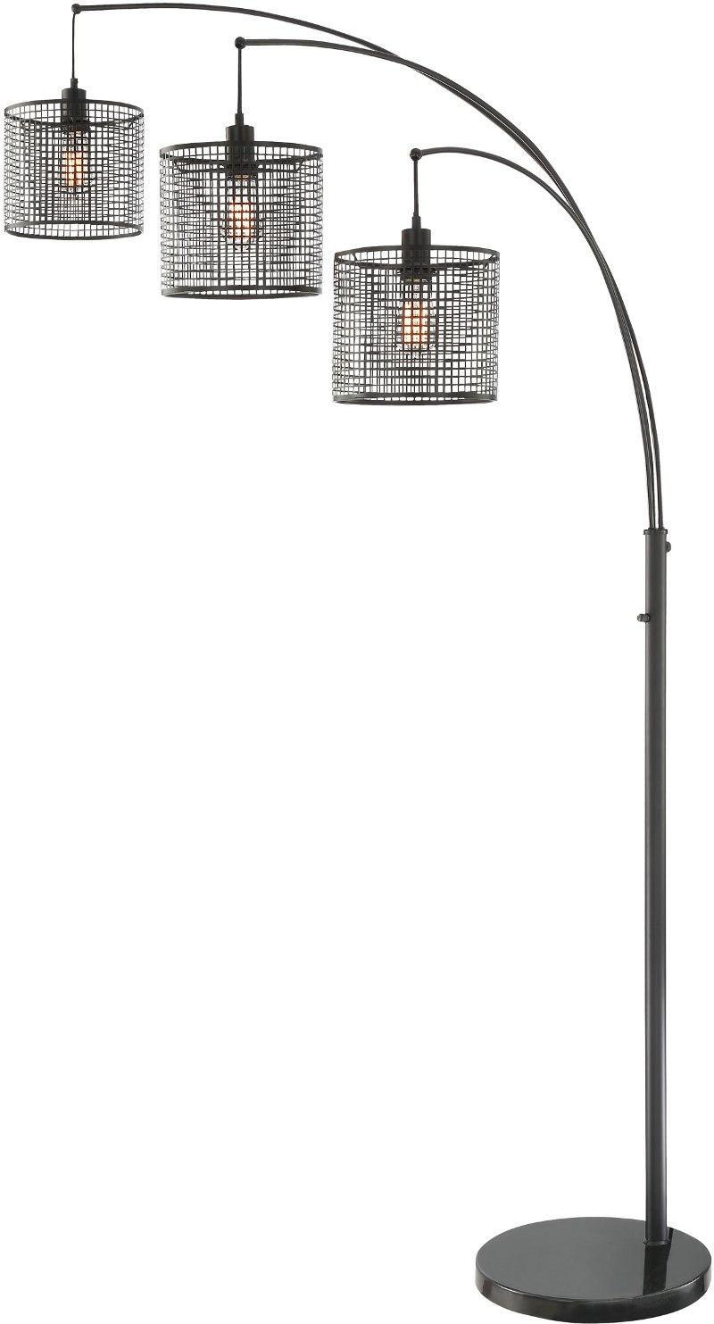 Black 3 Light Arch Floor Lamp With Mesh Metal Shades Rc Willey Black 3 Light Arch Floor Lamp With Mesh Metal Shades