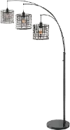 Black 3 Light Arch Floor Lamp with Mesh Metal Shades