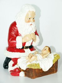 Santa with Baby Jesus Figurine
