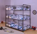 Black Metal Casual Industrial Triple Twin Bunk Bed - Alexander