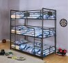 Black Metal Casual Industrial Triple Twin Bunk Bed - Alexander-2