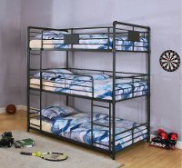 Black Metal Casual Industrial Triple Twin Bunk Bed - Alexander-2