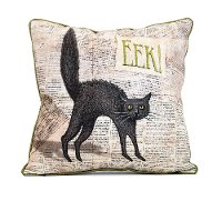 Apothescary Halloween Cat Embroidered Throw Pillow