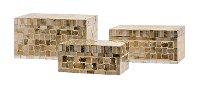 7 Inch Gold Glass and Wood Mosaic Lidded Box
