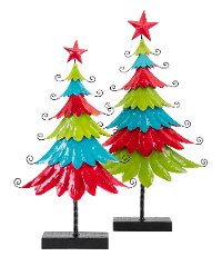 35 Inch Colorful Metal Christmas Tree on Stand