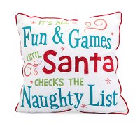 Multi Color It's All Fun and Games Until Christmas Embroidered Throw Pillow