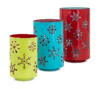10 Inch Turquoise Whimsy Christmas Pierced Snowflake Lantern