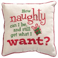 Red and Green How Naughty Can I Be Throw Pillow