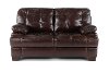 Contemporary Walnut Brown Leather Loveseat - Amarillo