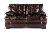 Contemporary Walnut Brown Leather Loveseat - Amarillo