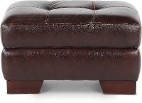 Contemporary Walnut Brown Leather Ottoman - Amarillo