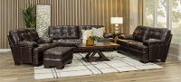 Contemporary Walnut Brown Leather Ottoman - Amarillo-2