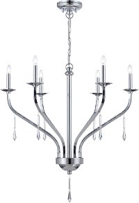 Chrome 6-Lite Crystal Chandelier - Farica