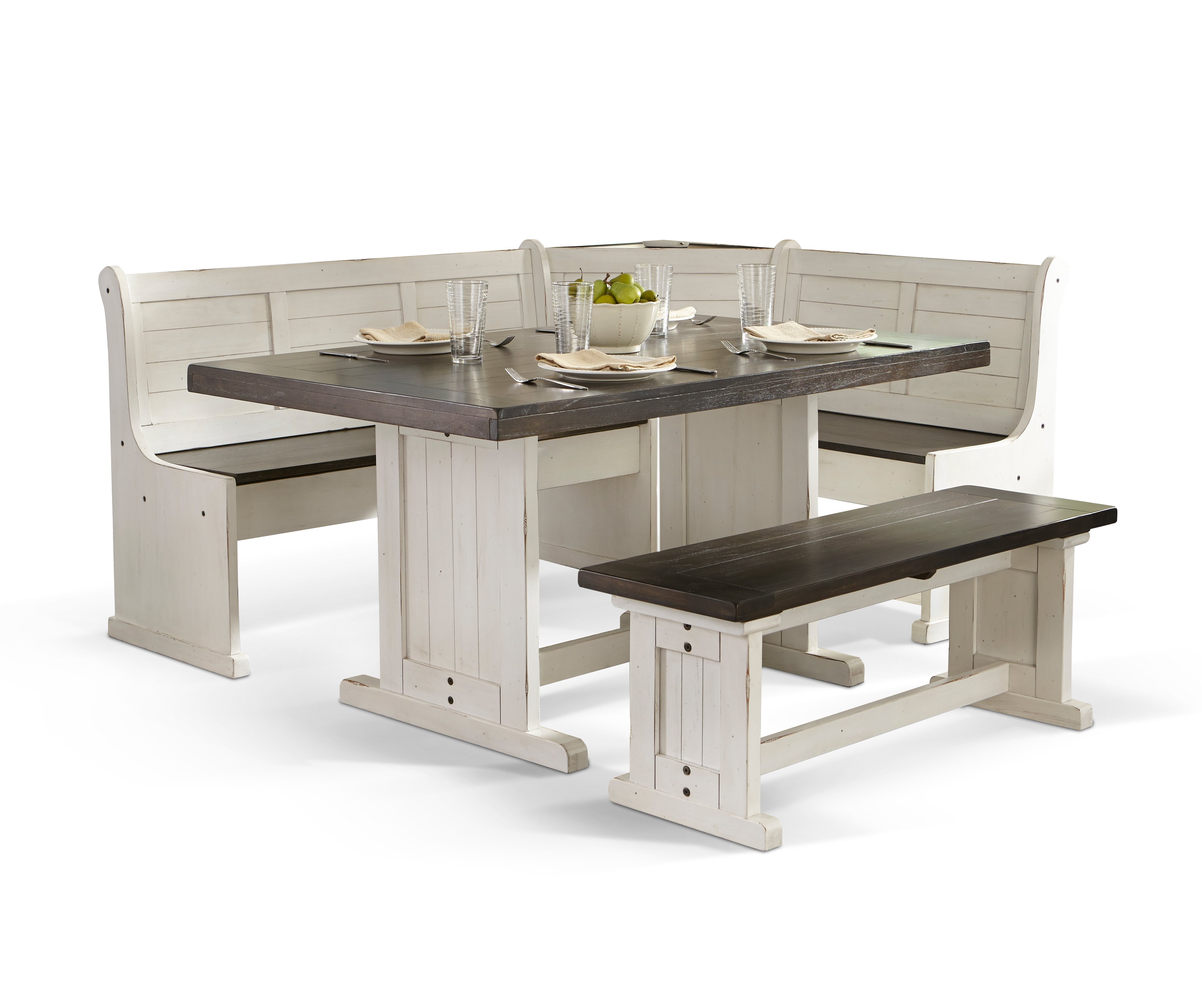Two-Tone French Country 4 Piece Corner Dining Set - Bourbon County-1