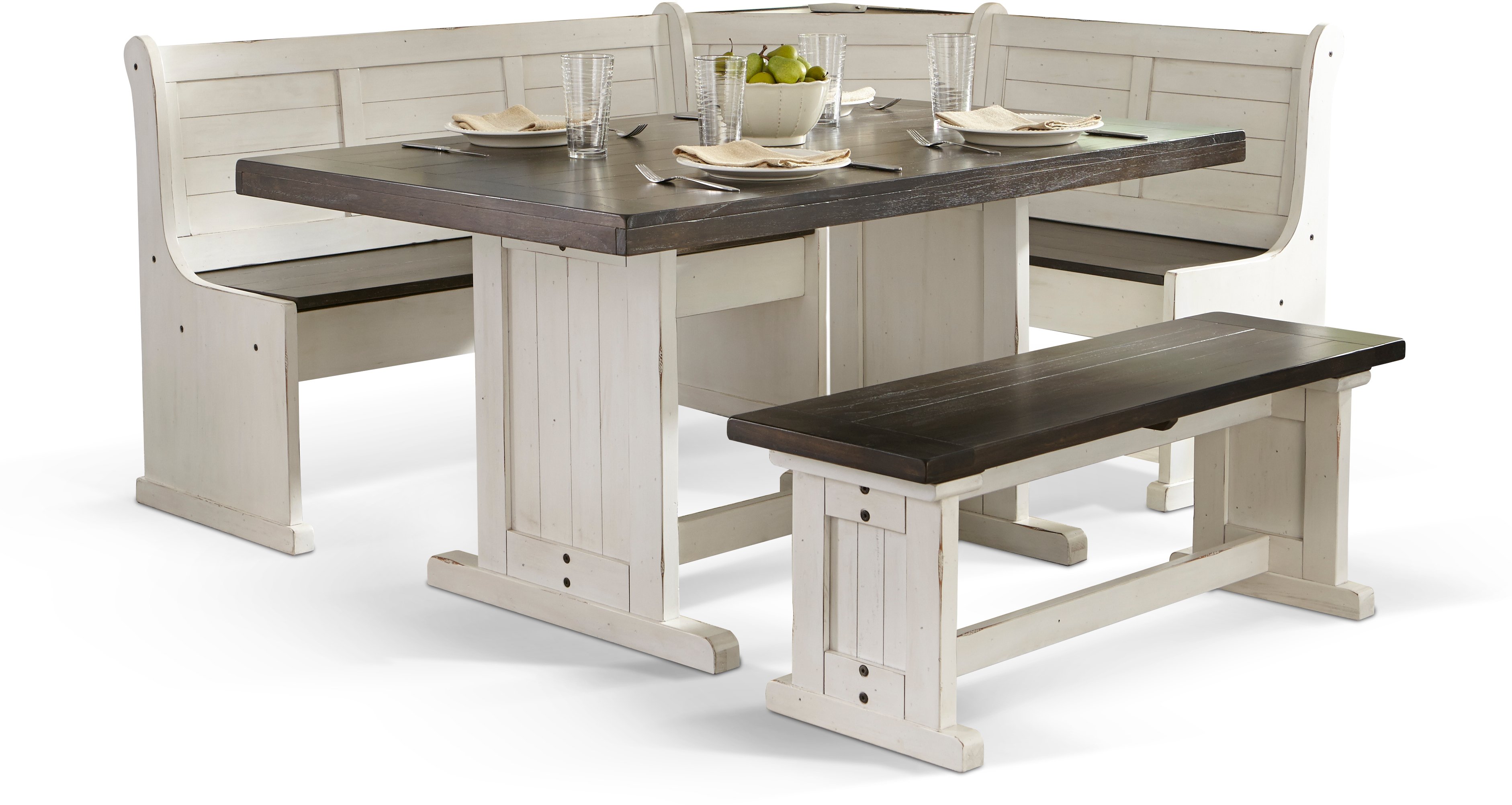 Two-Tone French Country 3 Piece Corner Dining Set - Bourbon County-1