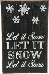 Black and White 'Let it Snow' Wood and Tin Snowflake Plaque