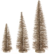 Gold Bottle Brush Trees - Set of 3
